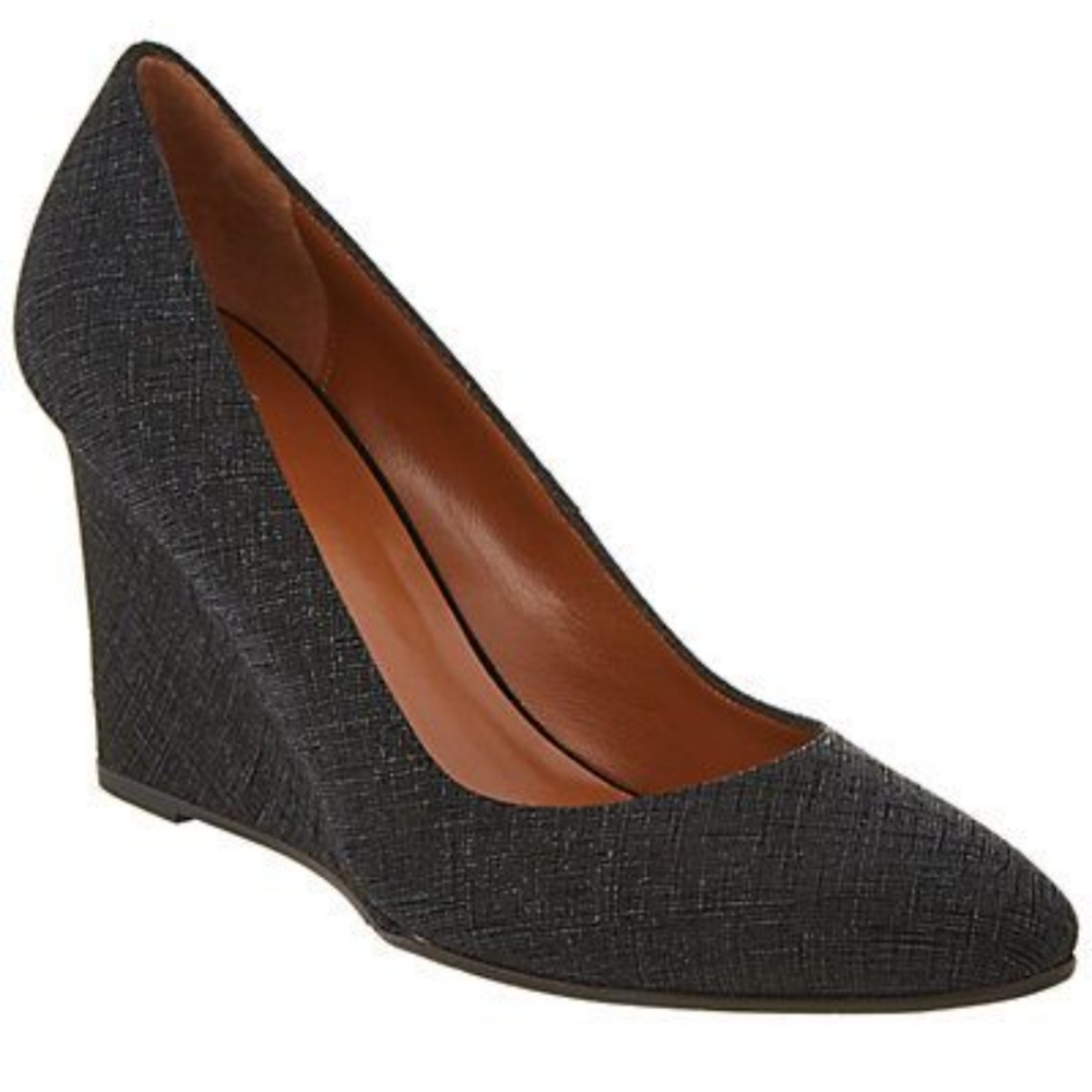 Aquatalia Zana Saffianino Suede Wedge Heel Weatherproof